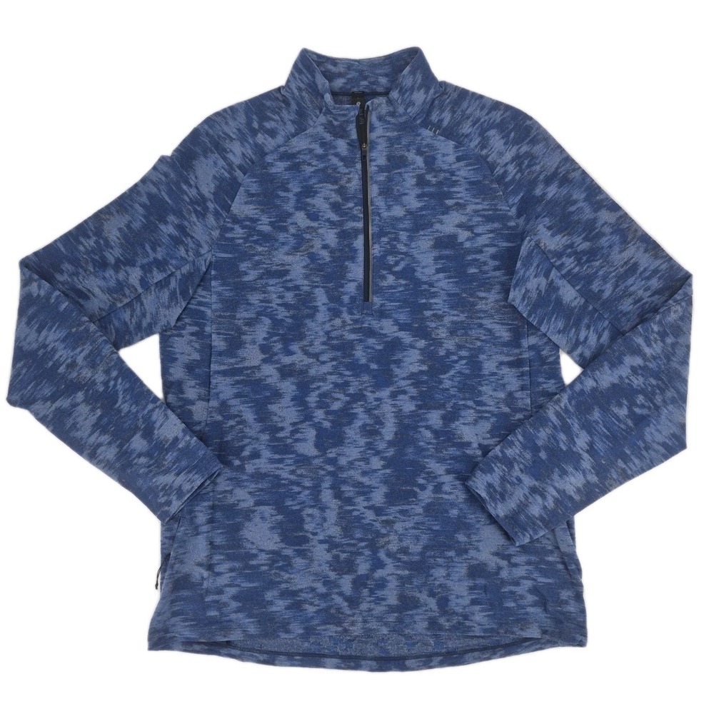 Lululemon Surge Warm Half Zip Pullover Men's Blue Camo Rulu Fabric Running Gym L